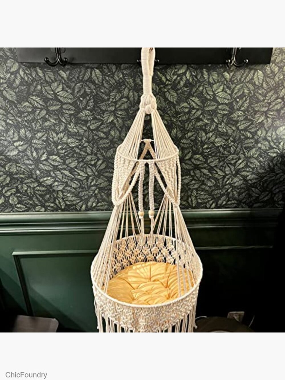 Macrame Cat Hammock - Boho Wall Hanging Bed for Sleeping Playing Lounging - Picture 2 of 6